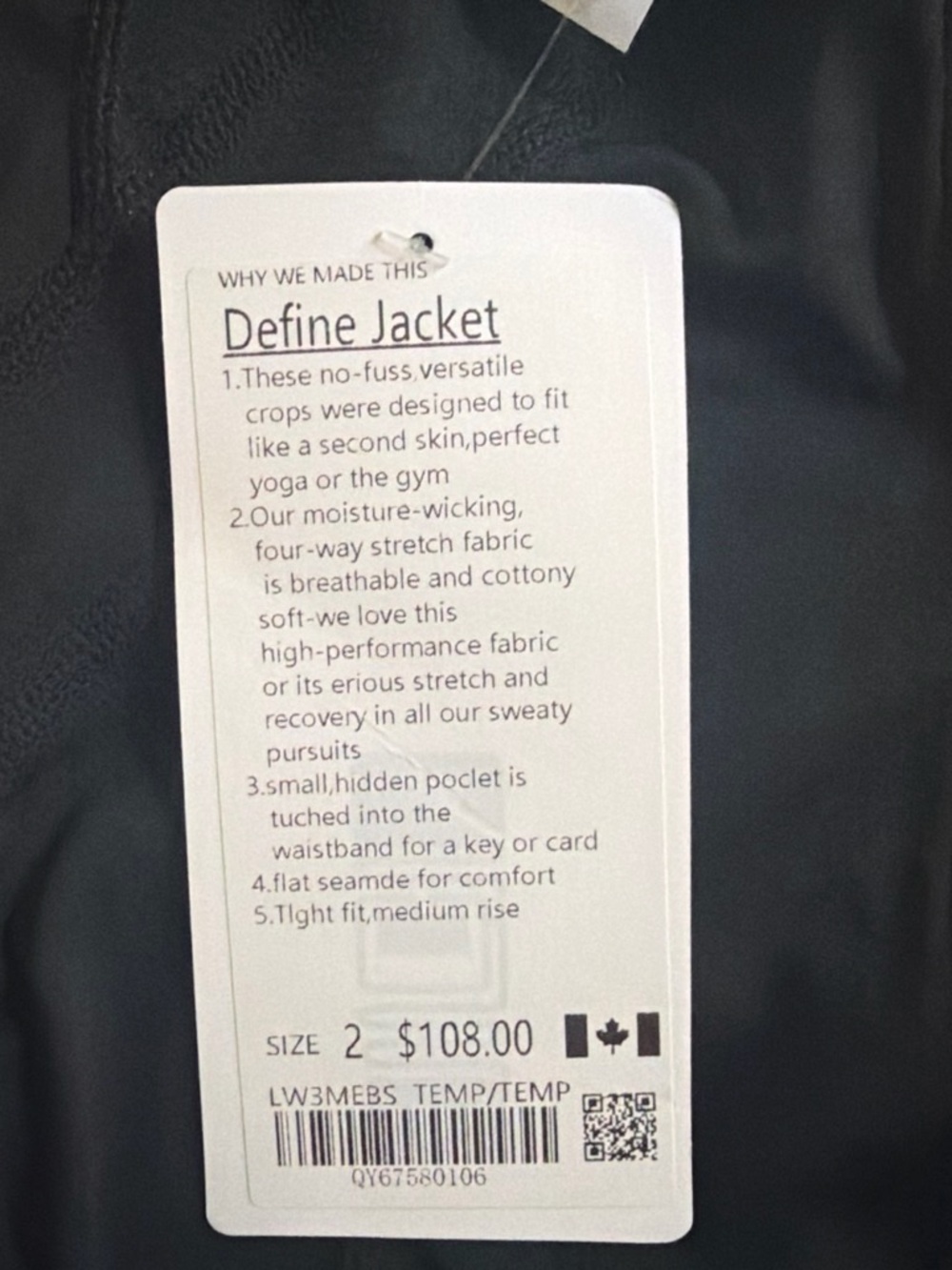 lululemon athletica Black Bomber Jacket with Gold Zipper Details - Picture 5 of 6